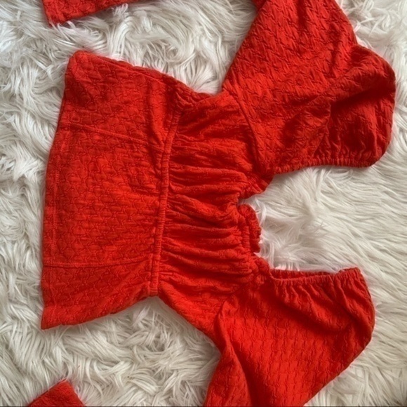 Free People Ladybug Orange Red Crop Top Medium - Picture 7 of 11